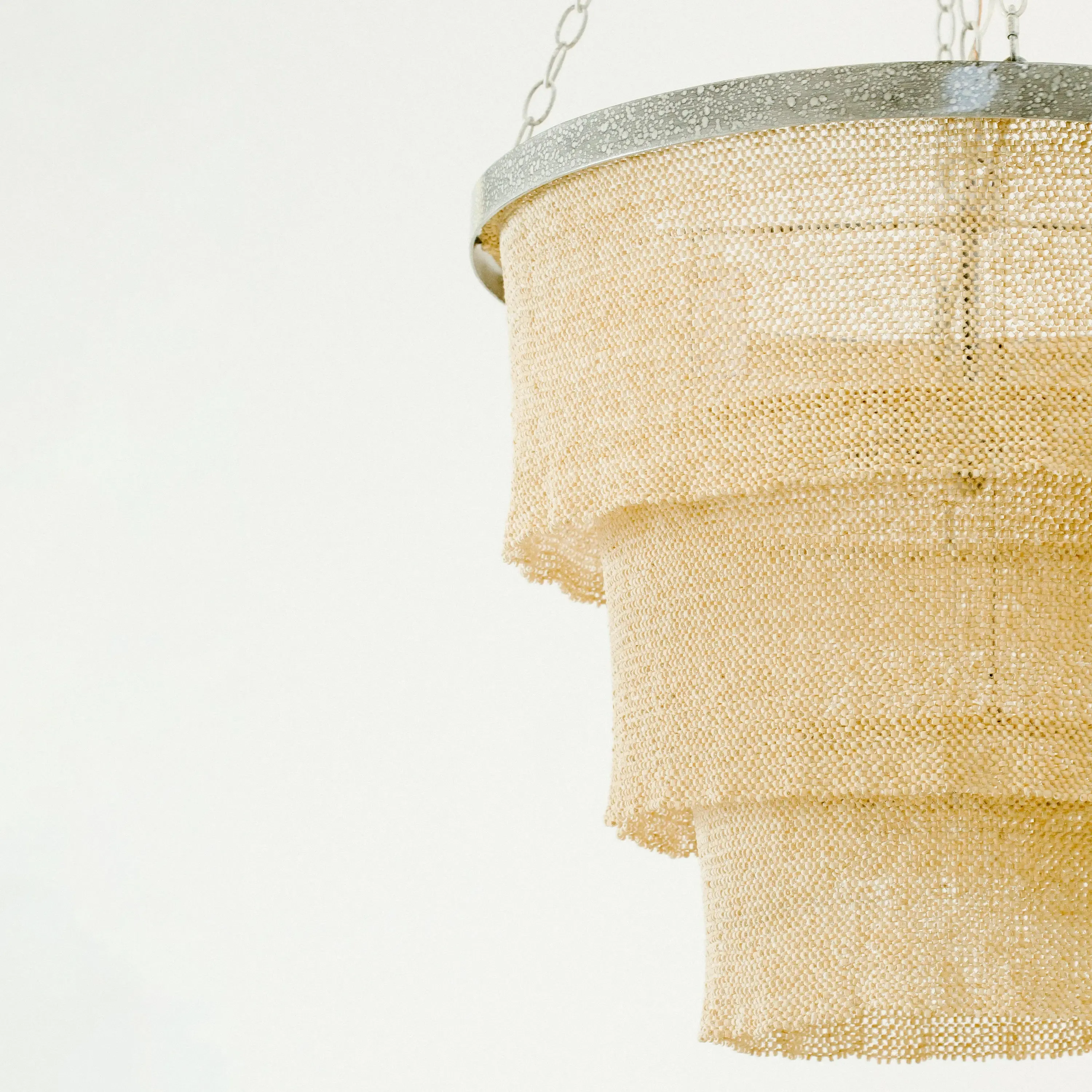 Tiered Coco Bead Chandelier - Natural Silver