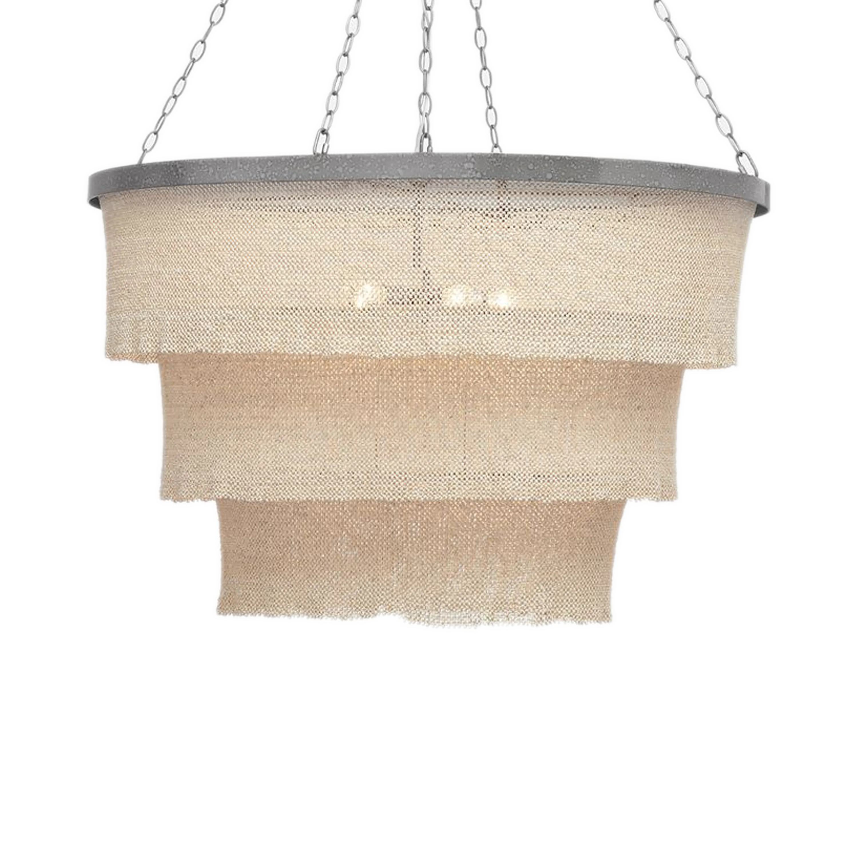 Tiered Coco Bead Chandelier - Natural Silver