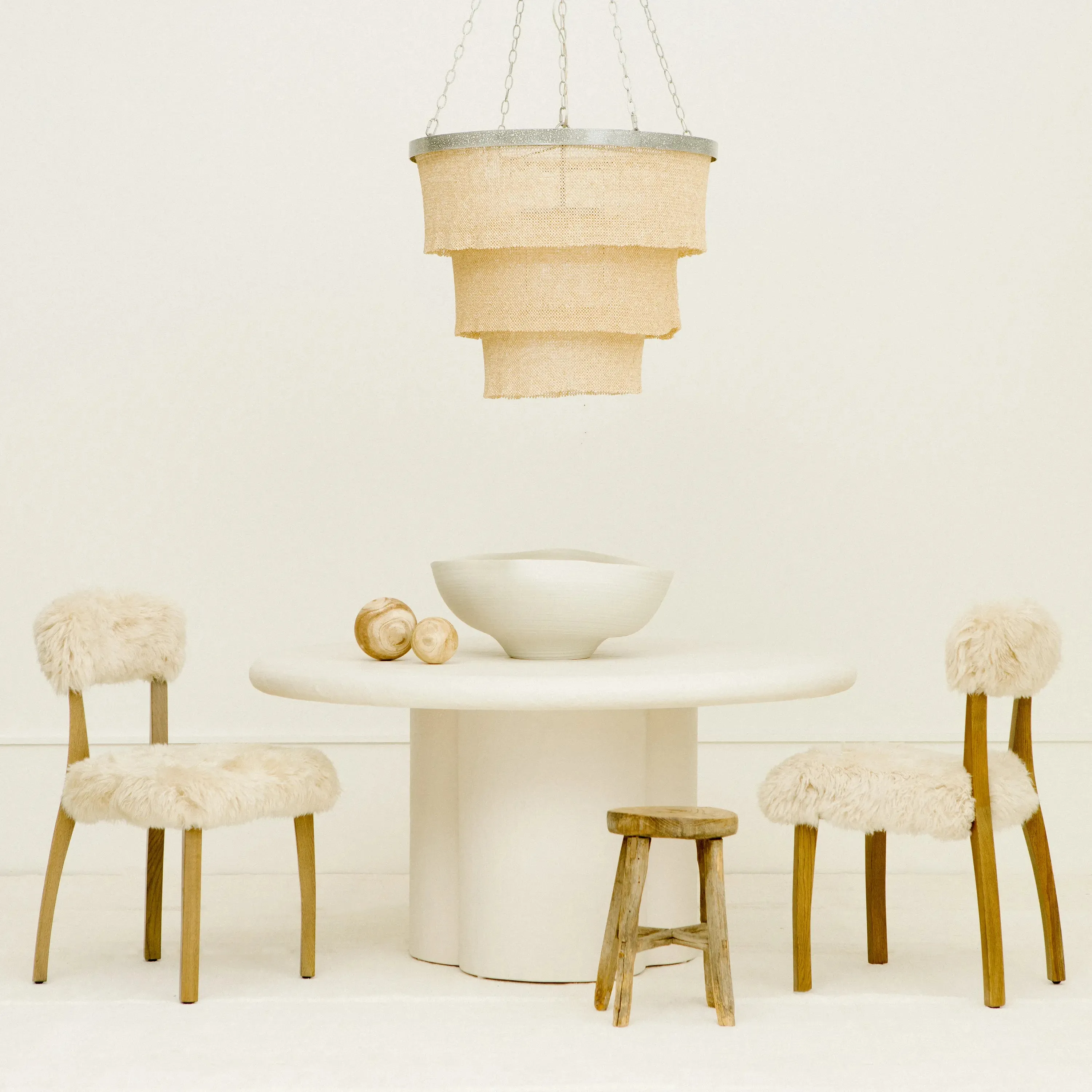 Tiered Coco Bead Chandelier - Natural Silver