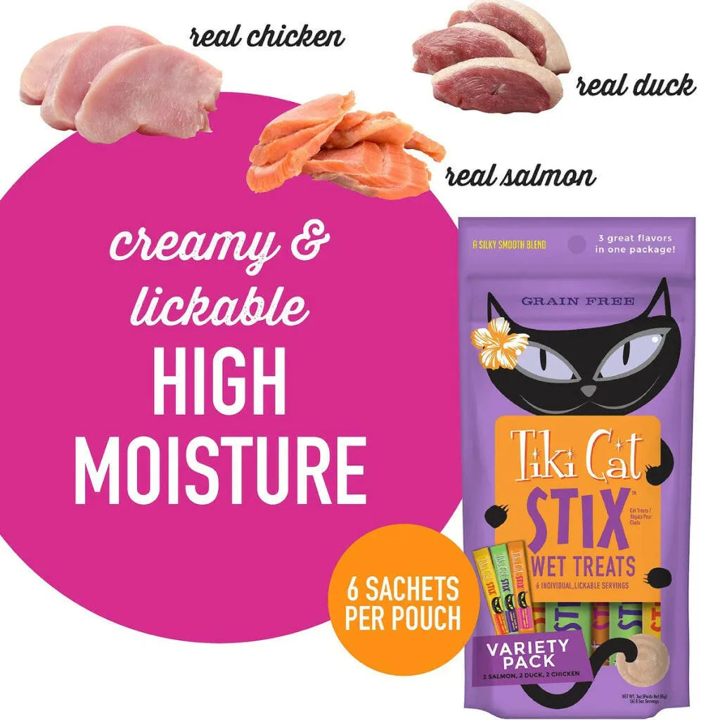 Tiki Cat Stix Mousse Lickable Treat for Cats Variety Pack (0.5 oz x 6 tubes)