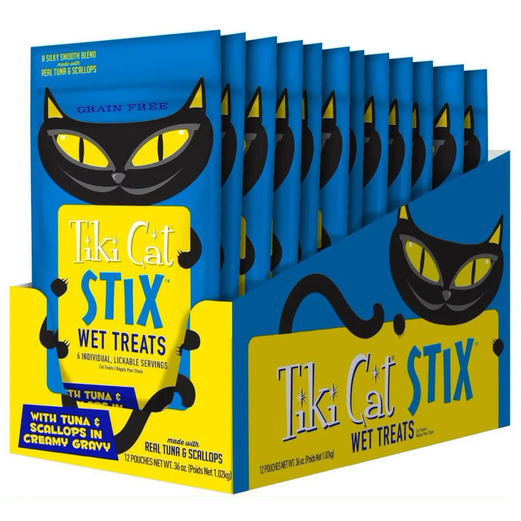 Tiki Cat Stix Tuna & Scallops in Creamy Gravy Grain-Free Wet Treat For Cat (0.5 oz x 6 tubes)