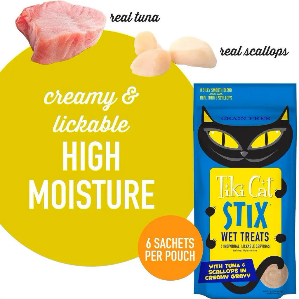 Tiki Cat Stix Tuna & Scallops in Creamy Gravy Grain-Free Wet Treat For Cat (0.5 oz x 6 tubes)