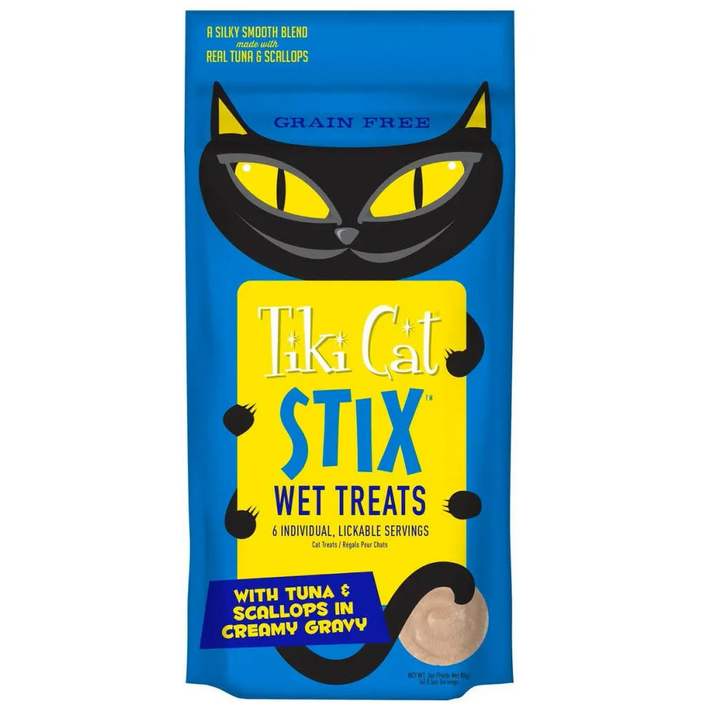 Tiki Cat Stix Tuna & Scallops in Creamy Gravy Grain-Free Wet Treat For Cat (0.5 oz x 6 tubes)