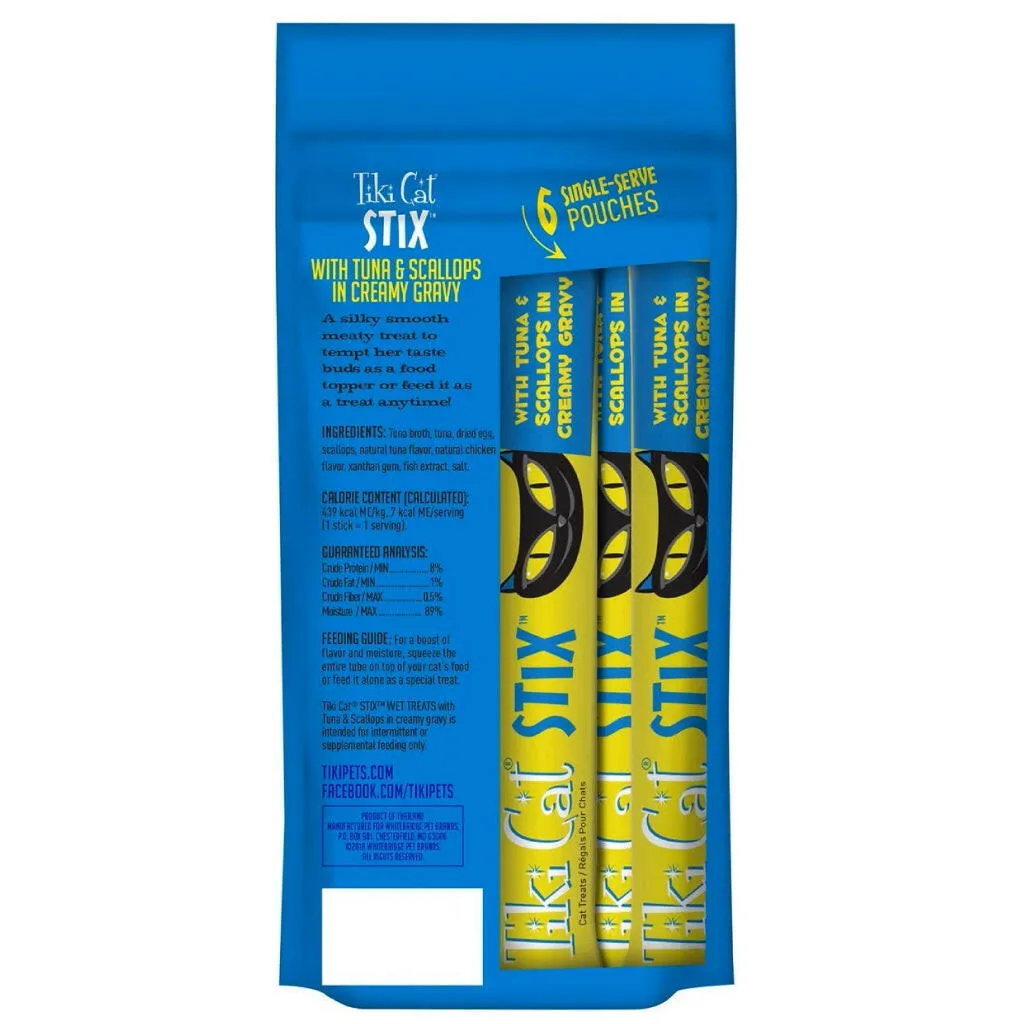 Tiki Cat Stix Tuna & Scallops in Creamy Gravy Grain-Free Wet Treat For Cat (0.5 oz x 6 tubes)