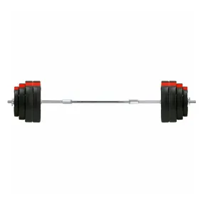 Tri-Grip Vinyl Barbell Set Red/Black Weight Plates - 60Kg