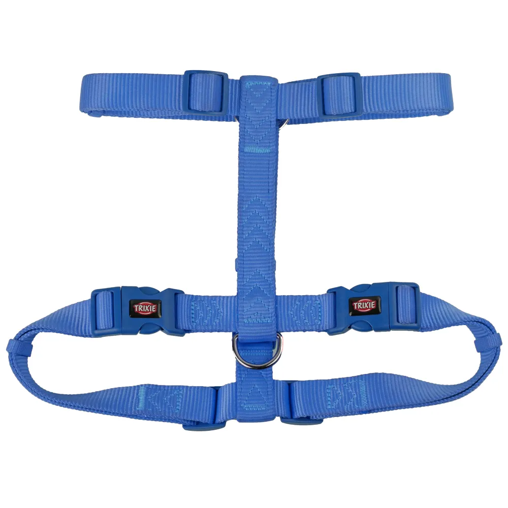 Trixie Premium H Harness, Premium Leash and Collar for Dogs Combo (Royal Blue) - M