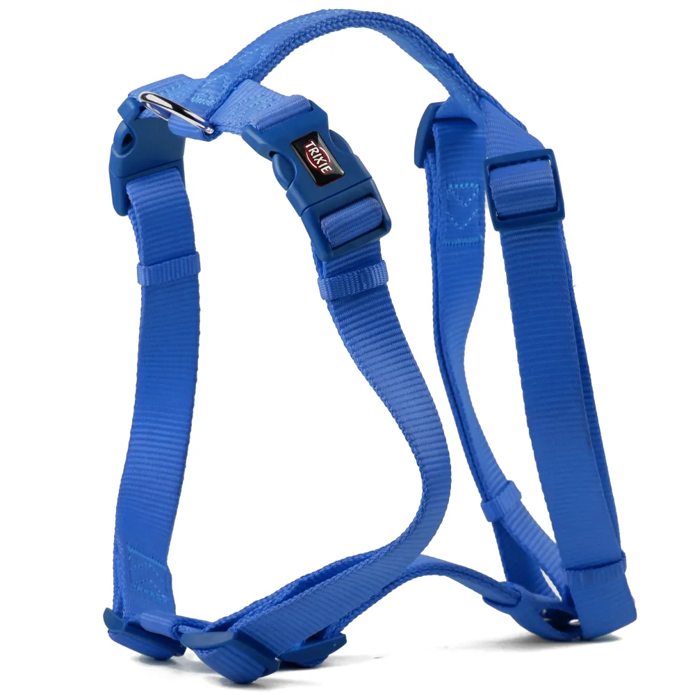 Trixie Premium H Harness, Premium Leash and Collar for Dogs Combo (Royal Blue) - M