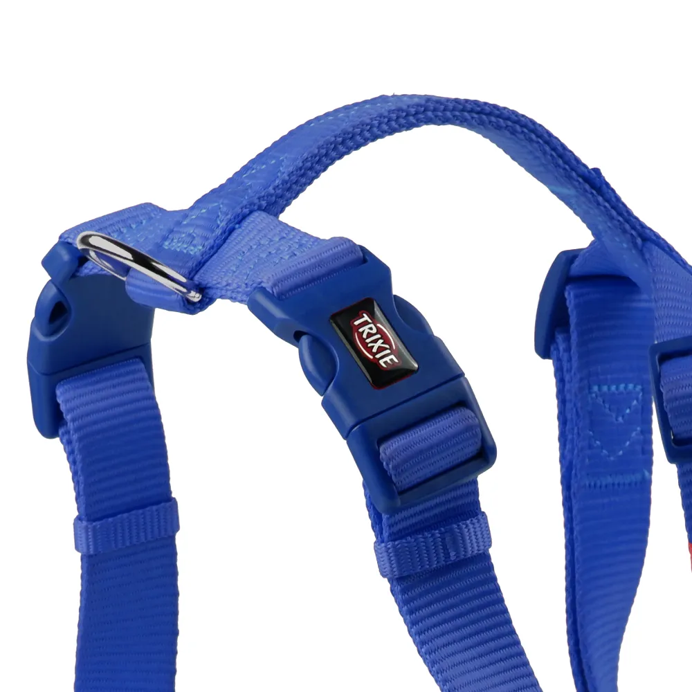 Trixie Premium H Harness, Premium Leash and Collar for Dogs Combo (Royal Blue) - M