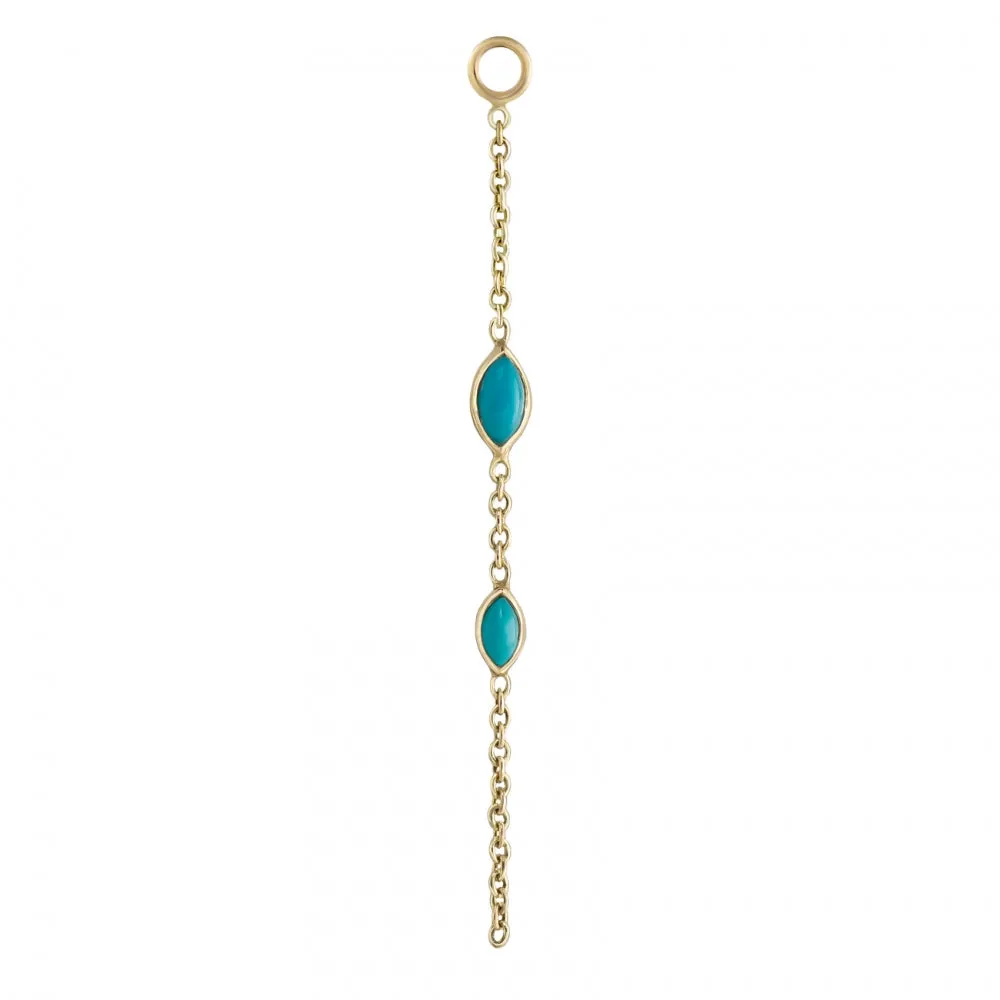 Turquoise Double Marquise Chain Plaque - Gold - CH-DBL-MQ-TUR