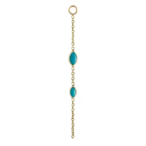 Turquoise Double Marquise Chain Plaque - Gold - CH-DBL-MQ-TUR