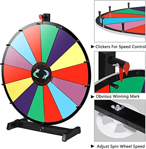 ZENY™ 24" Round Tabletop Color Spinning Prize Wheel  Casino Prize Wheels