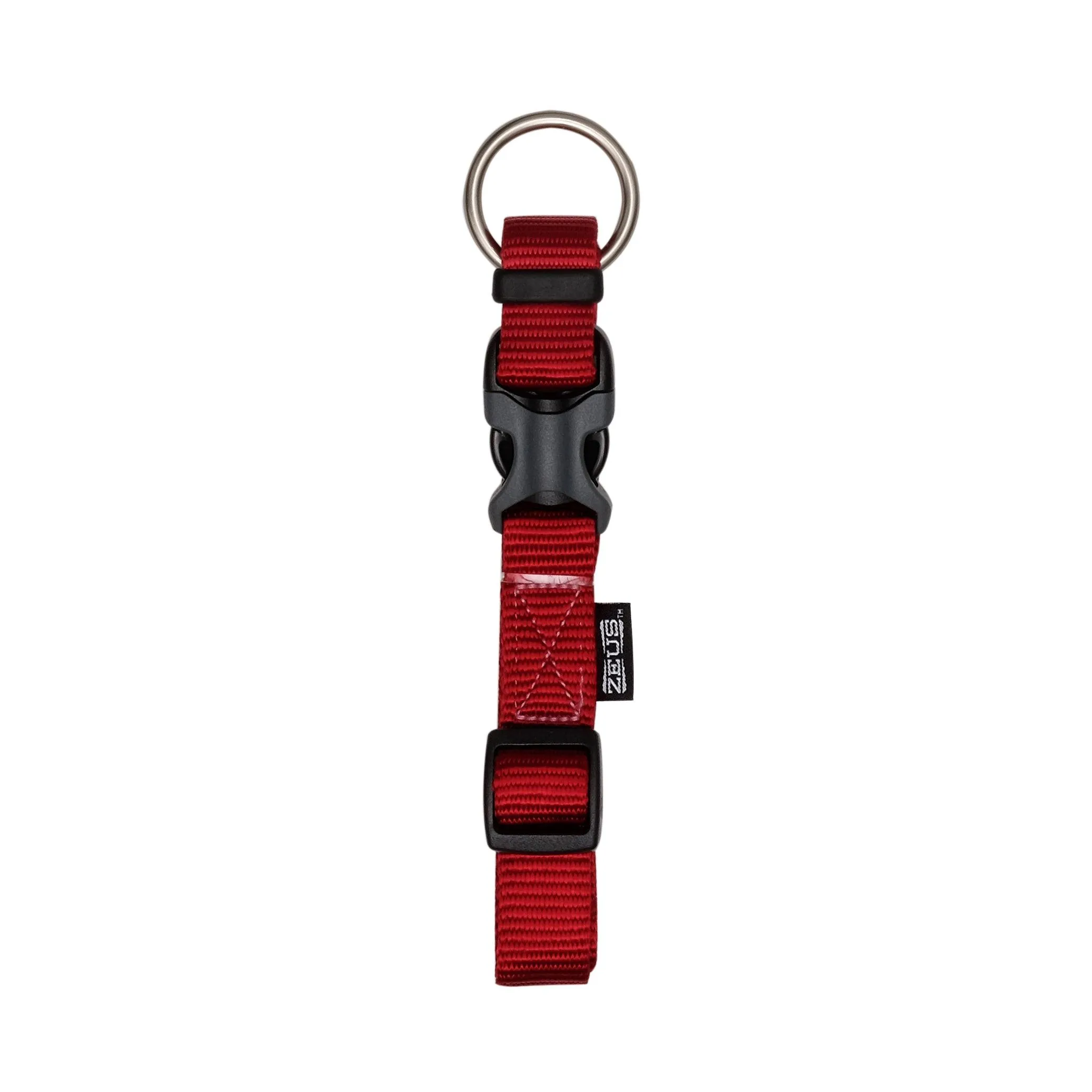 Zeus Adjustable Nylon Dog Collar Deep Red
